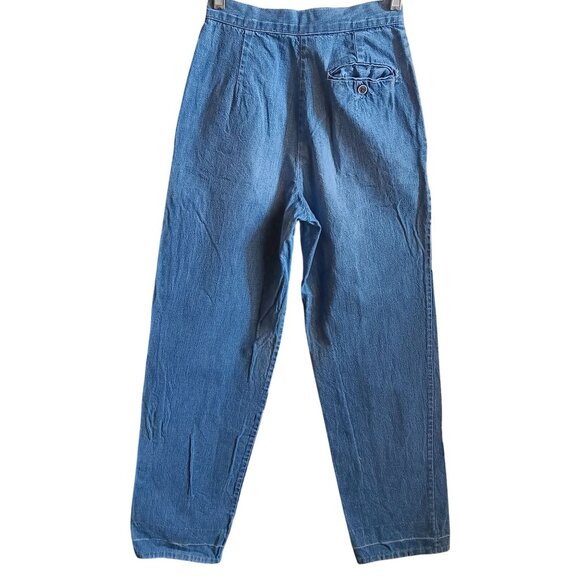 24x31 Sz 5 Vintage 70's High-Waisted Pleated Denim Jeans Faded Distress Boho - Picture 2 of 8